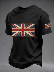 Men's british flag print imitation cotton short-sleeved T-shirt