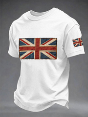 Men's british flag print imitation cotton short-sleeved T-shirt