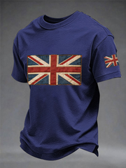 Men's british flag print imitation cotton short-sleeved T-shirt