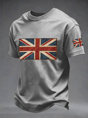 Men's british flag print imitation cotton short-sleeved T-shirt