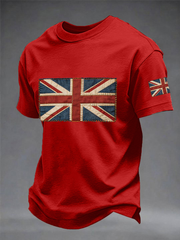 Men's british flag print imitation cotton short-sleeved T-shirt