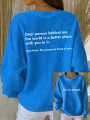 Women's You Are Enough Ribbed Round-Neck Sweatshirt