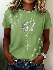 Women's Casual Mental Health Awareness Just Breathe Printed Short-Sleeve T-Shirt