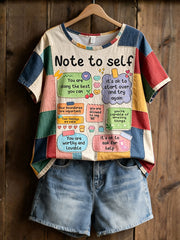 Women's Funny Mental Health Floral Art Printed Linen T-shirt