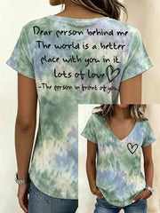 Women's Funny Mental Health Floral Art Printed Linen T-shirt