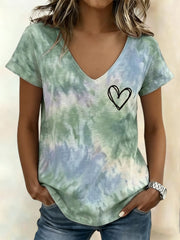 Women's Funny Mental Health Floral Art Printed Linen T-shirt