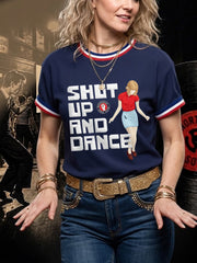 Women's Retro Northern Soul Shut Up And Dance Print Casual Tee