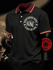 Men's Retro Northern Soul A Way Of Life Print Casual Polo