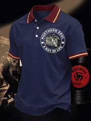 Men's Retro Northern Soul A Way Of Life Print Casual Polo