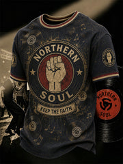 Men's Retro Northern Soul Keep The Faith Print Casual Tee