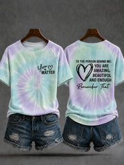 Women's Dear Person Behind Me You Matter Printed Short Sleeve T-shirt