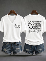 Women's Dear Person Behind Me You Matter Printed Short Sleeve T-shirt