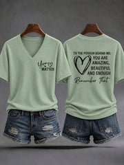 Women's Dear Person Behind Me You Matter Printed Short Sleeve T-shirt