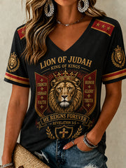 Women's Christian Lion of Judah Art Short Sleeve T-shirt