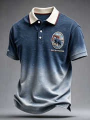 Men's Glasgow Football Lover Blue Bear Art Printed Casual Tops