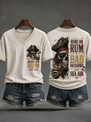 Women's 'Runs On Rum, Bad Decisions, And Sea Air' V-Neck T-Shirts