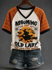 Women's Assuming I'm Just An Old Lady Was Your First Mistake V-neck Off-shoulder Short-sleeved T-shirt