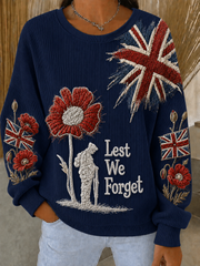 Women's Remembrance Day Ribbed Round-Neck Sweatshirt