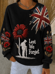Women's Remembrance Day Ribbed Round-Neck Sweatshirt