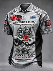 Men's Remembrance Day Lest We Forget polo shirt
