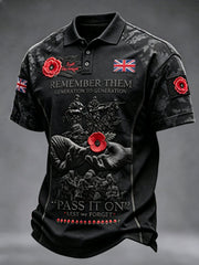 Men's Remembrance Day Lest We Forget polo shirt