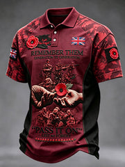 Men's Remembrance Day Lest We Forget polo shirt