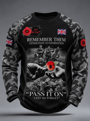 Men's Remembrance Day Lest We Forget Waffle Long Sleeve T-Shirt