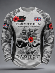 Men's Remembrance Day Lest We Forget Waffle Long Sleeve T-Shirt