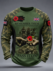 Men's Remembrance Day Lest We Forget Waffle Long Sleeve T-Shirt