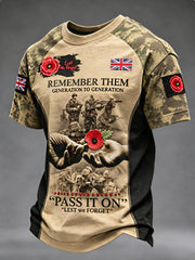 Men's Remembrance Day Lest We Forget short sleeves t-shirt