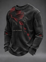 Men's Lest We Forget Printed Waffle Long Sleeve T-Shirt