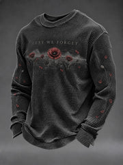 Men's Lest We Forget Printed Waffle Long Sleeve T-Shirt