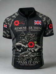 Men's Remembrance Day Lest We Forget Short-Sleeve Polo Shirt