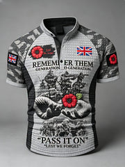 Men's Remembrance Day Lest We Forget Short-Sleeve Polo Shirt