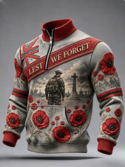 Men's Remembrance Day Lest We Forget Zip-Up Hoodie