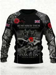 Men's 11th November Remembrance Day LEST WE'S FORGET Poppy Remembrance Crew Neck Sweatshirt