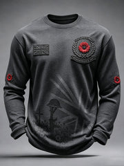 Men's Remembrance Day Lest We Forget Waffle Long Sleeve T-Shirt