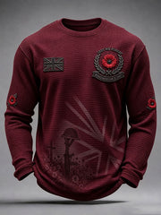 Men's Remembrance Day Lest We Forget Waffle Long Sleeve T-Shirt
