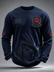 Men's Remembrance Day Lest We Forget Waffle Long Sleeve T-Shirt