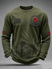 Men's Remembrance Day Lest We Forget Waffle Long Sleeve T-Shirt
