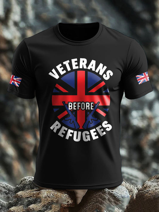 Men's UK Flag Stop Illegal Immigration Printed T-shirt