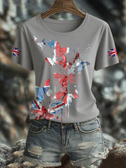 Women's UK Flag Butterfly Art Printed T-shirt
