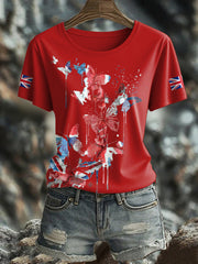 Women's UK Flag Butterfly Art Printed T-shirt