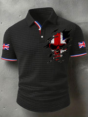 Men's UK Flag Skull Print Casual Short-Sleeve Waffle Top