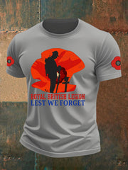 Men's British Veteran Printed imitation cotton short-sleeved T-shirt