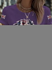 Women's British imitation diamond hot-drilling Printed Iron On Short Sleeve T-Shirt
