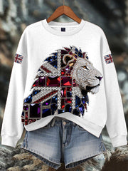 Women's British imitation diamond hot-drilling Print Sweatshirt