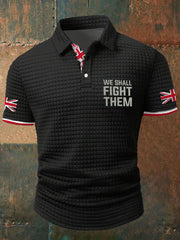 Men's We Shall Fight Them UK Flag Printed Casual Tops