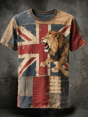 Unisex  British lion combined with retro old style Printed short sleeves t-shirt