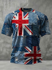 Men's British Flag Printed Casual short sleeves t-shirt
